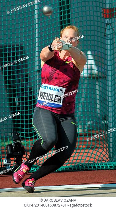 Subprogram of the Golden Spike, athletic meeting World Challenge on June 16, 2014 in Ostrava, Czech Republic. Hammer throw (women), Betty Heidler of Germany
