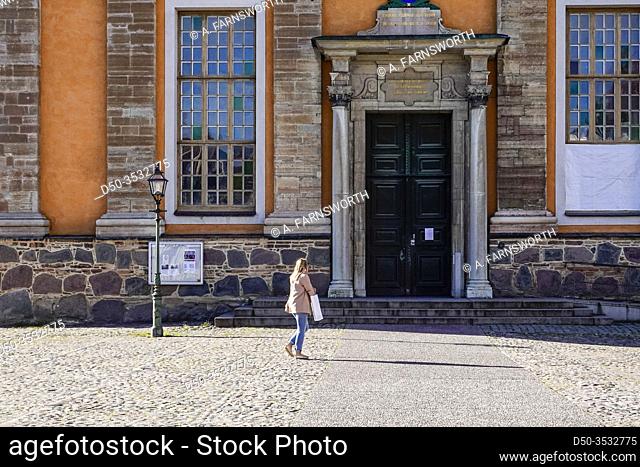 Kalmar, Sweden A woman walks in front of the entrance to The Cathedra on the square