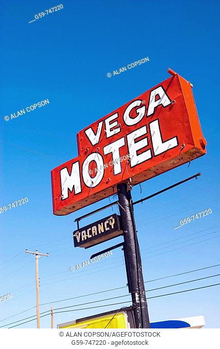 USA Texas Route 66 Vega Motel Sign