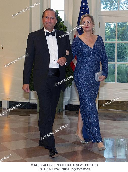 United States Secretary of Health and Human Services (HHS) Alex Azar and Jennifer Azar arrive for the State Dinner hosted by United States President Donald J