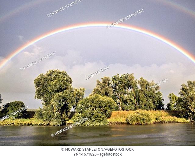 A double rainbow along the Rhine–Main–Danube Canal in Germany