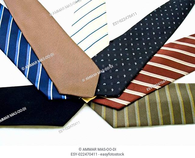Colorful ties isolated on white background
