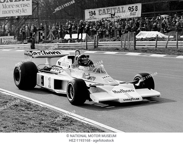 James Hunt in McLaren-Ford M23, Brands Hatch, Kent, 1977. Formula 1 World Champion James Hunt in action during the Race of Champions in 1977