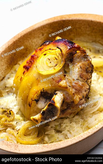 pork knee baked with onion
