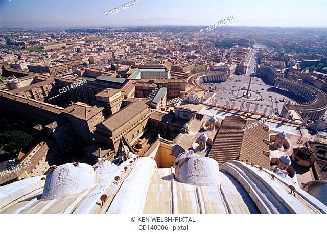St. Peter's Square seen from St. Peter's dome. Rome. Italy