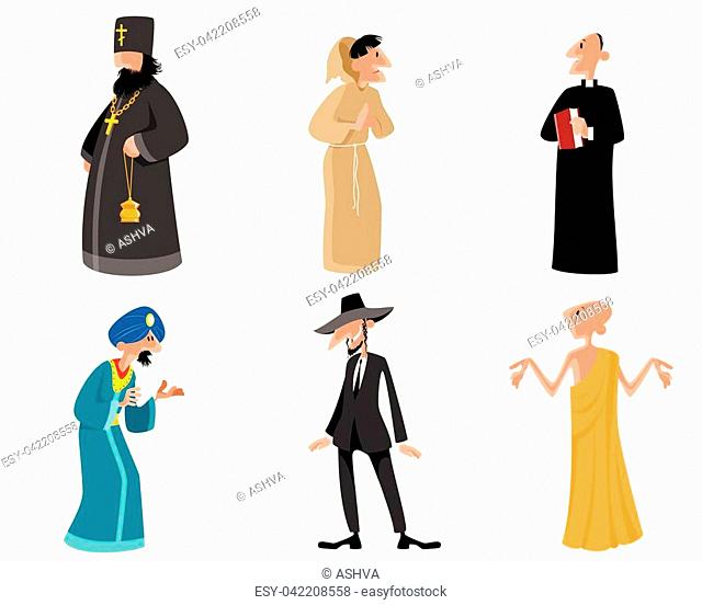 Vector illustration of a six religious figures