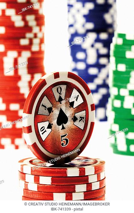 Poker chips - 5 of spades