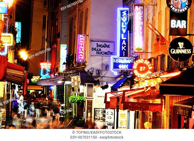 Latin Quarter of Paris. Famed for its nightlife Paris has about 40 000 restaurants