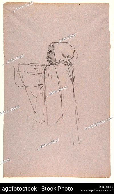 Monk (lower register); verso: Drapery Study for a Bishop (lower register); (studies for wall paintings in the Chapel of Saint Remi, Sainte-Clotilde, Paris