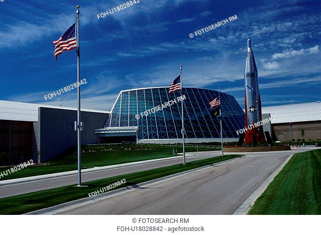 aerospace, US flag, SAC Museum, Ashland, NE, Nebraska, American Flags fly outside the Strategic Air Command Museum