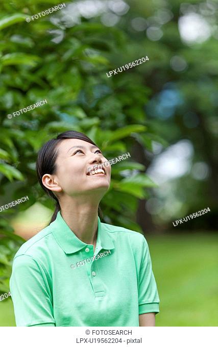 Young Woman Looking Up