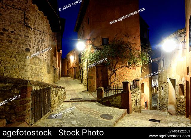 night in the old town of Albarracin, Teruel province, Aragon, Spain