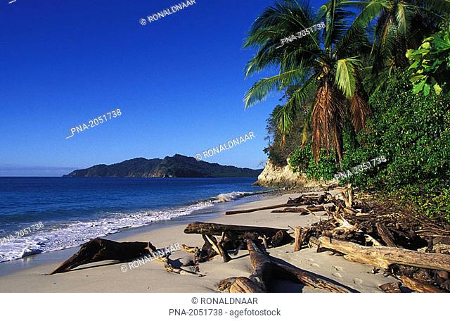 Deserted beach in the Curu Nature Reserve on the Nicoya Peninsula on the Pacific coast of Costa Rica