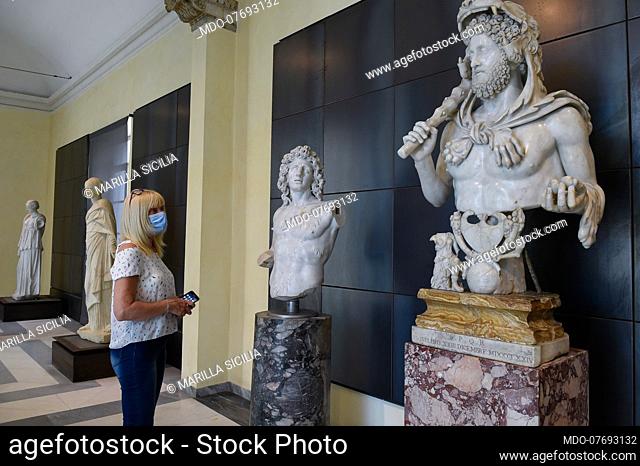 Sale degli Horti Lamiani inside the Palzzo dei Conservatori of the Capitoline Museums during the first weekend after the recent partial reopening of the Roman...