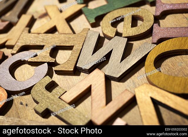 Wood letters on a wood table