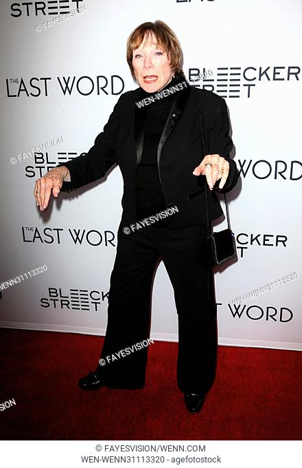 Film Premiere of Bleecker Street Media's 'The Last Word' - Arrivals Featuring: Shirley MacLaine Where: Hollywood, California