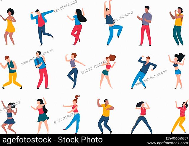 Dancing people. Trendy party cartoon crowd, modern young dancing  characters, Stock Vector, Vector And Low Budget Royalty Free Image. Pic.  ESY-056665837 | agefotostock