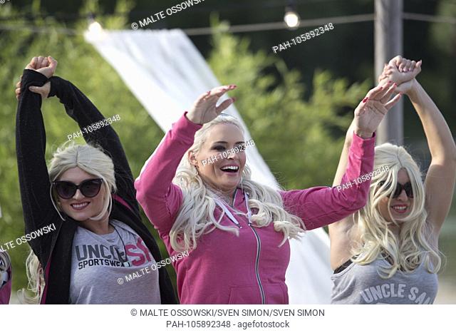 Daniela KATZENBERGER, model, author, entrepreneur, here with Doubles, lookalikes, Daniela Katzenberger presents her own ""Uncle Sam Sportswear Collection by...