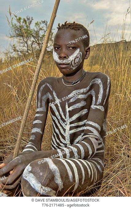 Mursi boy in the Lower Omo Valley of Ethiopia