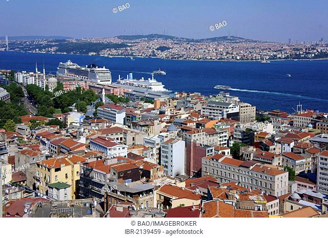 View from Galata Tower over the city and Bosphorus, Istanbul, Turkey