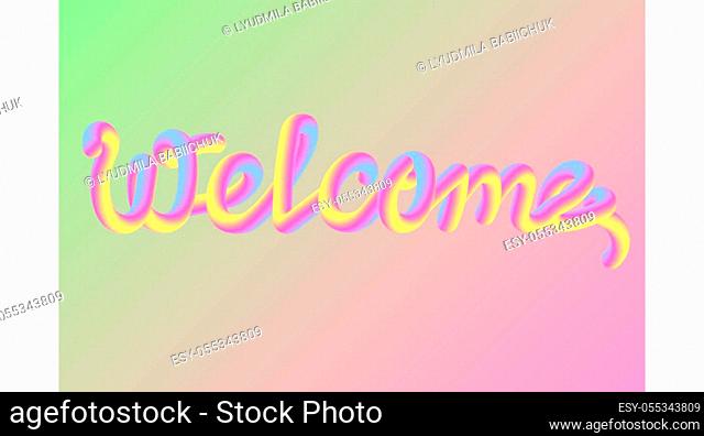 Bright banner with 3D cartoon sweet text. Neon candy letters. Vector illustration concept