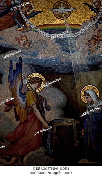 Annunciation to Mary, interior mosaic in the Basilica of our Lady of the Rosary, France