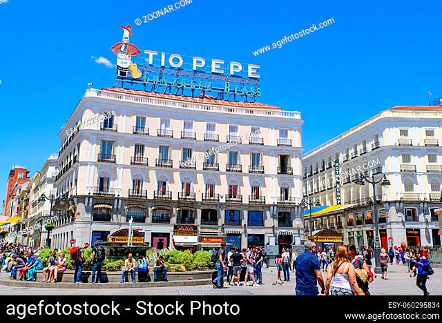 Puerta del sol (Gate of the Sun), a public square in Madrid, Spain