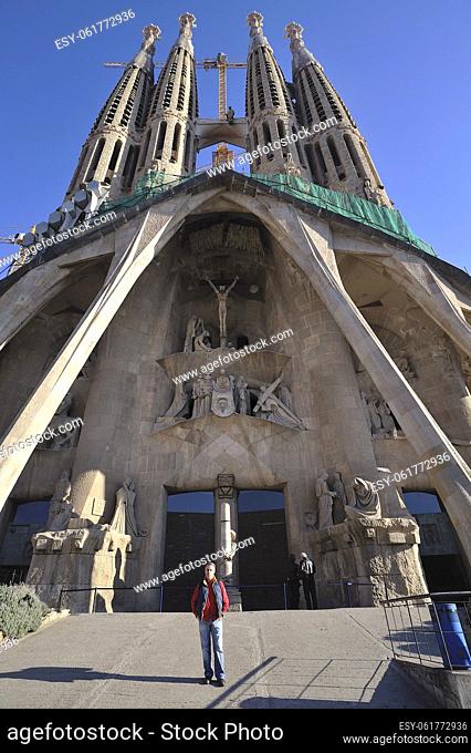 Exterior detail of the Sagrada Familia in Barcelona, Spain