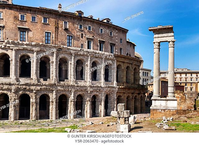 The theatre of Marcellus, Teatro di Marcello, was officially opened in 13 BC, with elaborate games. It offered more than 15, 000 spectators