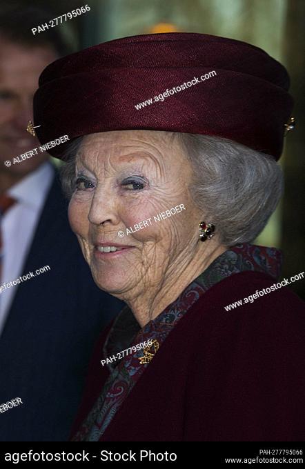 Princess Beatrix of The Netherlands arrives at the Singer Museum in Laren, on March 08, 2022, to open the new Nardinczalen