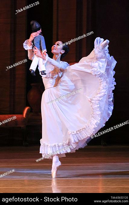RUSSIA, ST PETERSBURG - DECEMBER 11, 2023: Mariinsky Ballet first soloist May Nagahisa as Masha performs in The Nutcracker staged by Vasily Vainonen at the...