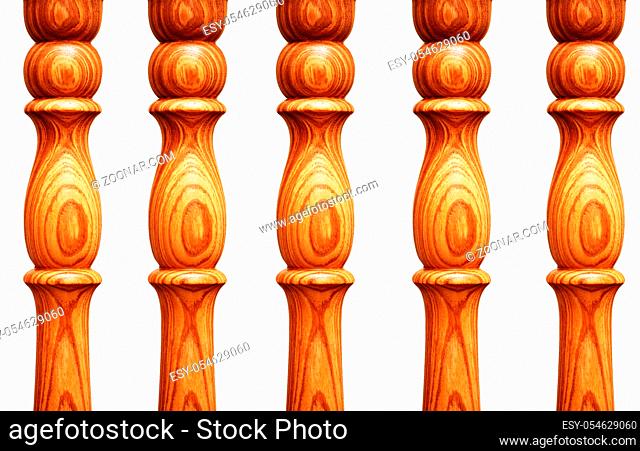 Wooden pilasters isolated on the white background