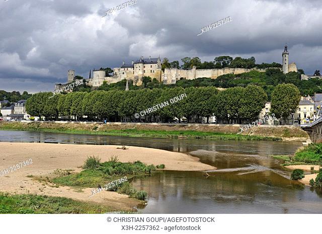 historic town of Chinon on the banks of the Vienne river, Loire valley, Indre-et-Loire department, Centre region, France, Europe