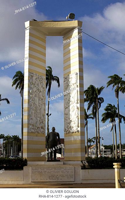 The Place des Palmistes and the statue of Felix Eboue, Cayenne, French Guiana, South America