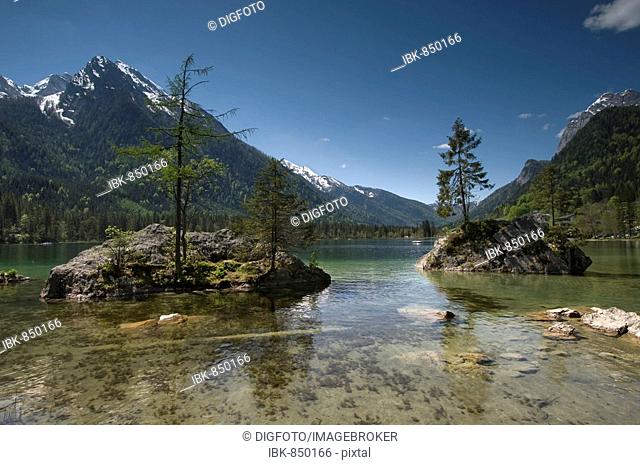 Lake Hintersee, Mount Hochkalter, Berchtesgadener Land, Upper Bavaria, Germany, Europe