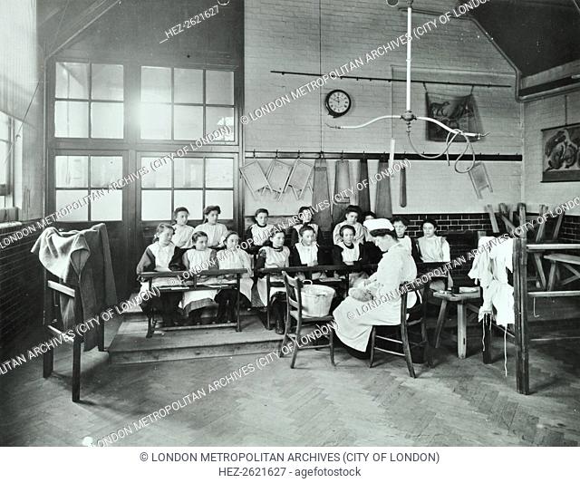 Housewifery lesson, Childeric Road School, Deptford, London, 1908. Artist: Unknown