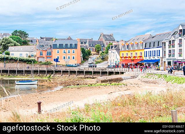 Port of Camaret-sur-mer with its boats, its lighthouse, in Finistère in Brittany, France