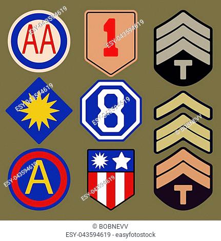 T-shirt print design. Army patches typography or vintage stamp. Vector illustration