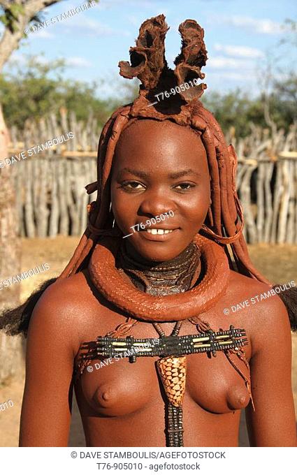 beautiful young Himba woman in northern Namibia