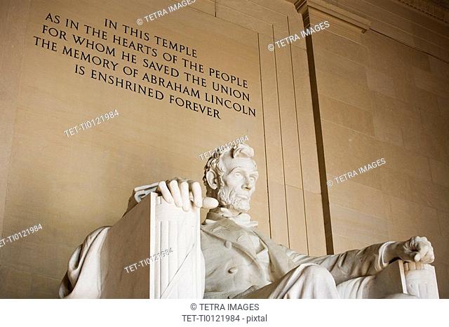 Closeup of statue at Lincoln Memorial Washington DC USA