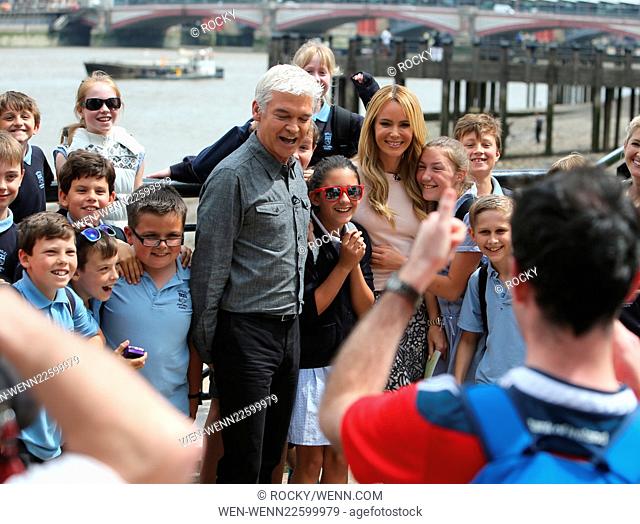 Amanda Holden filming This Morning outside on the Southbank Featuring: Amanda Holden, Philip Schofeild Where: London, United Kingdom When: 17 Jun 2015 Credit:...