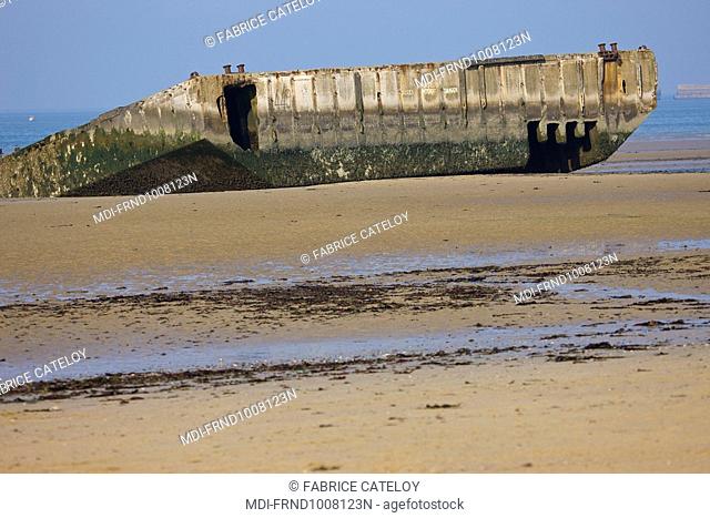 Vestiges of the Mulberry harbour built during the second world war