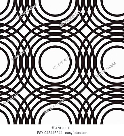 Monochrome abstract geometric circles seamless pattern. Endless elegant texture, tempate for design fabric, backgrounds, wrapping paper, package, covers
