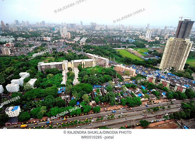 aerial view of rafi ahmed kidwai road with naperol tower , Kidwai Nagar , Bombay Mumbai , Maharashtra , India