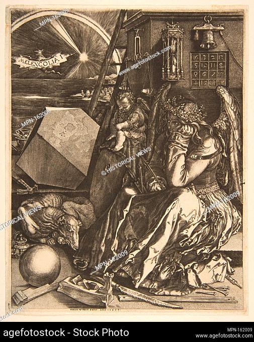 Melencolia I (copy). Artist: Jan (Johannes) Wierix (Netherlandish, Antwerp 1549-1615 Brussels); Artist: After Albrecht Dürer (German