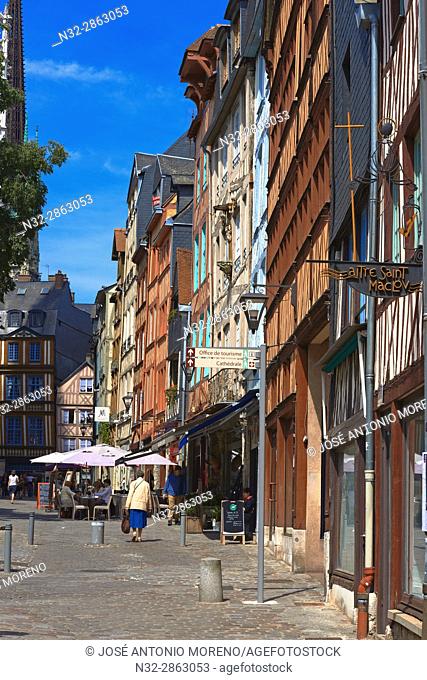 Rouen, Half timbered Houses, Martainville street, Rue de Martainville, Haute Normandie, Seine Maritime Department, Normandy, France