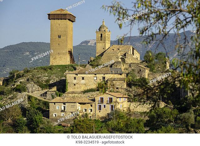 Torre de Abizanda, Bien de Interés Cultural , comarca de Sobrarbe, provincia de Huesca, cordillera de los Pirineos, Spain