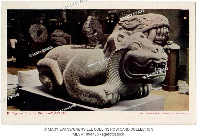 An Aztec Jaguar-shaped receptacle for the hearts of sacrifice victims, Templo Mayor ('Great Temple'), Tenochtitlan, Mexico City, Mexico