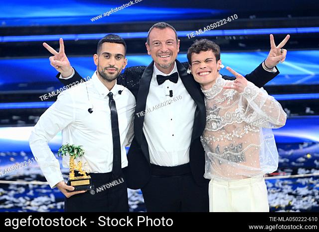 Mahmood and Blanco, the winners of the 72nd Sanremo Music Festival. Italy 06-02-2022