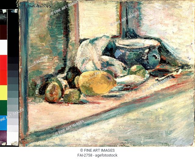 Blue pot and Lemon. Matisse, Henri (1869-1954). Oil on canvas. Postimpressionism. 1897. State Hermitage, St. Petersburg. 39x46, 5. Painting